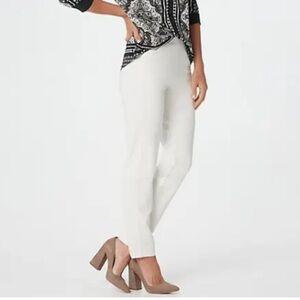 Belle by Kim Gravel Ponte Pant with Side Lace Trim-Cream-Plus 24-NEW-A367283